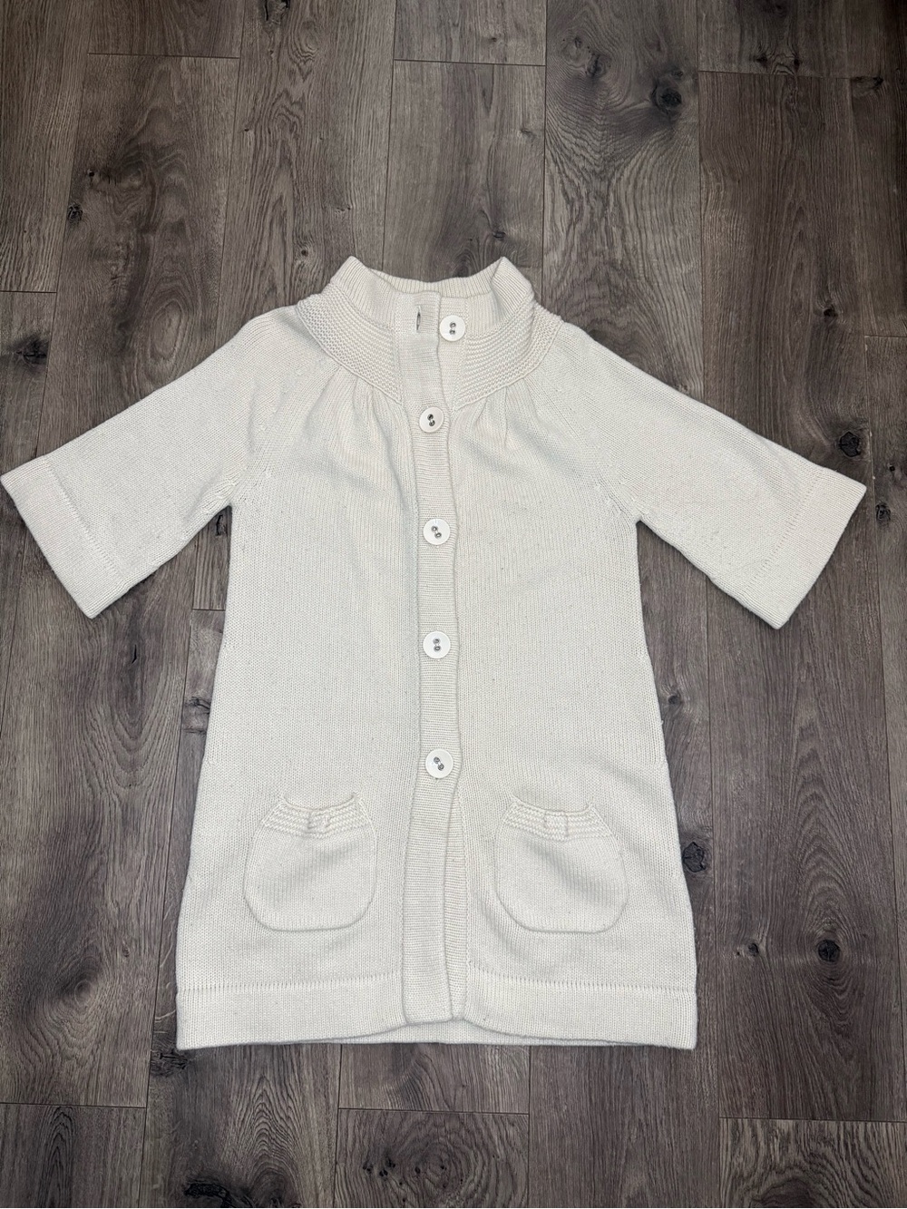 Cream Button-Front Knit Cardigan Sweater